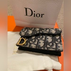 Christian Dior saddle wallet card holder blue